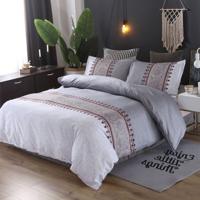 Trooster beddengoed sets afdrukken Dekbedovertrek kussensloop zonder lakens grootte: 220X240 cm-3PCS (zilver)