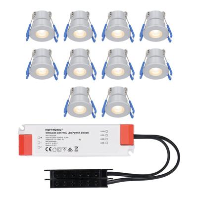 Set van 10 Milano LED Mini Inbouwspots met trafo - 12 Volt 3 Watt 200 lumen - Plat 34mm - 2700K - IP65 waterdicht - Grijs