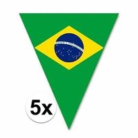 5x Versiering Brazilie vlaggenlijn/vlaggetjes 5 meter
