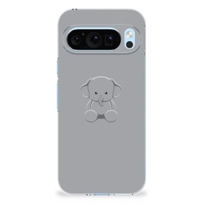 Google Pixel 9 | 9 Pro Telefoonhoesje met Naam Grijs Baby Olifant Google Pixel 9 | 9 Pro Telefoonhoesje met Naam Grijs Baby Olifant