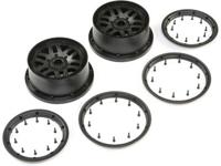 Losi - 1/5 Front/Rear 4.75 Wheel and Beadlock Set 24mm Hex Black (2): 5ive-T 2.0 (LOS45025)