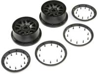 Losi - 1/5 Front/Rear 4.75 Wheel and Beadlock Set 24mm Hex Black (2): 5ive-T 2.0 (LOS45025) - thumbnail