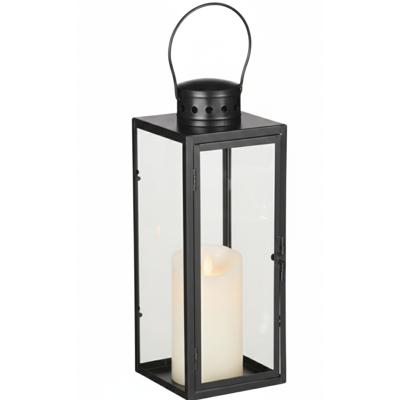 Lantaarn / Windlicht Arzilla / zwart - met LED stompkaars / ivoor - wax - bewegende vlam