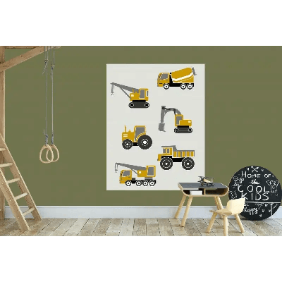 Designed4Kids behangpaneel voertuigen oker