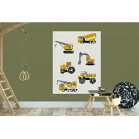 Designed4Kids behangpaneel voertuigen oker