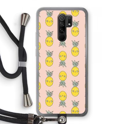 Ananas: Xiaomi Redmi 9 Transparant Hoesje met koord