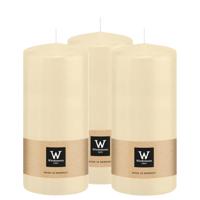 Cilinderkaars/stompkaars - 3x - creme wit - 15 x 7 cm - 63 branduren