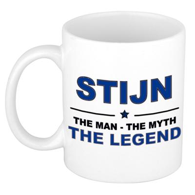 Stijn cadeau mok - man myth legend - naam koffiemok / beker - wit en blauw - 300 ml Stijn cadeau mok - man myth legend - naam koffiemok / beker - wit en blauw - 300 ml