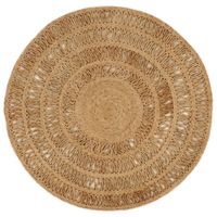 vidaXL Tapijt rond 120 cm gevlochten jute