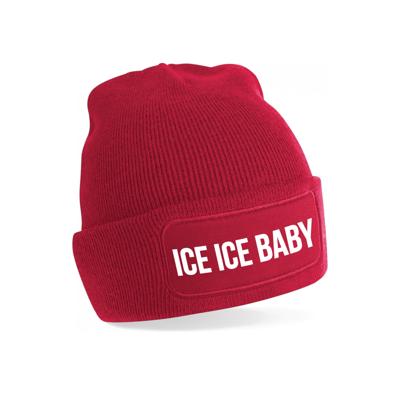 Ice ice baby - wintermuts - unisex - one size - rood - mutsen met coole tekst Ice ice baby - wintermuts - unisex - one size - rood - mutsen met coole tekst