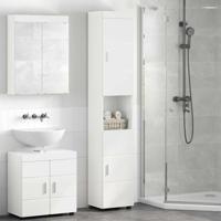 Badkamer Kast Hoogglans wit 37 x 31.5 x 203 cm Bewerkt hout