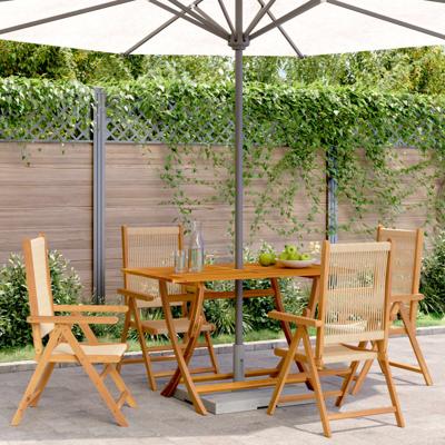 Tuinstoelen 4 st verstelbaar massief acaciahout beige