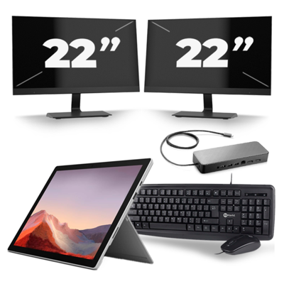 Microsoft Surface Pro 7 - Intel Core i5-10e Generatie - 12 inch - 8GB RAM - 256GB SSD - Windows 11 Home + 2x 22 inch Monitor