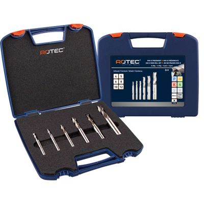 Rotec HSS-E uni.fr.set &apos;605&apos;,ongec.ø4-12,DIN844, Z3, 6dlg.ABS-cass - 6059412