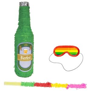 Pinata Bierfles vorm 75 cm set + stok + masker