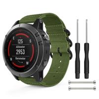 Voor Garmin fenix 5S 20mm drie-ring nylon horlogeband (Army Green)