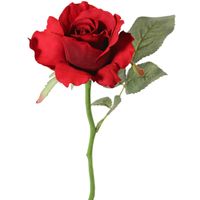 Kunstbloem roos Alice de luxe - rood - 30 cm - kunststof steel - decoratie   -