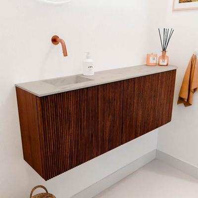 Toiletmeubel Mondiaz Joya Dlux | 111.6 cm | Meubelkleur Ruby | Faye wastafel Opalo Wasbak Links | Zonder kraangat(en)