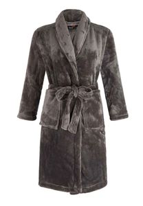 Grijze kinderbadjas fleece-M (7-8 jaar)