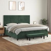 Boxspring met matras fluweel donkergroen 200x200 cm