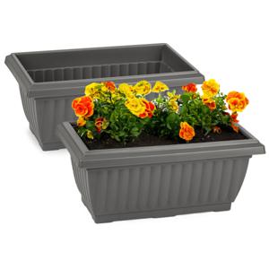 Plantenpot/bloempot Windsor - 2x - buiten/binnen - kunststof - antraciet - L33 x B18 x H15 cm   -