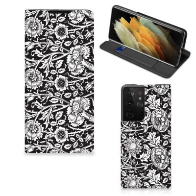 Samsung Galaxy S21 Ultra Smart Cover Black Flowers Samsung Galaxy S21 Ultra Smart Cover Black Flowers