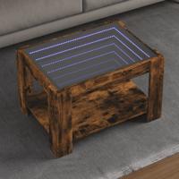 Salontafel met LED 73x53x45 cm bewerkt hout gerookt eikenkleur