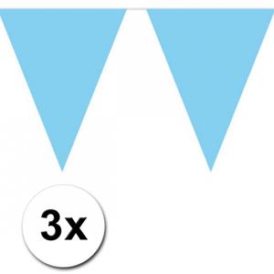 Party Vlaggenlijn puntvlaggetjes - 3x - kunststof - blauw - 10 meter - Slinger - versiering