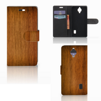 Huawei Y635 Book Style Case Donker Hout - thumbnail
