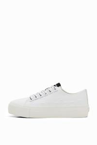 Sneakers met plateauzool en logo - WHITE - 36