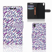 HTC Desire 628 Telefoon Hoesje Feathers Color - thumbnail