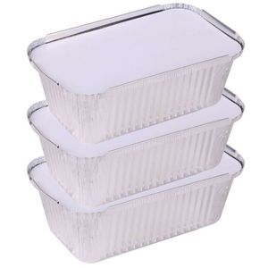 Elite Meal prep bewaar bakjes - Aluminium - 3x - 25 x 15 x 7 cm - met deksel