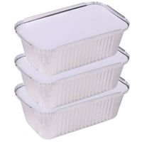 Elite Meal prep bewaar bakjes - Aluminium - 3x - 25 x 15 x 7 cm - met deksel - thumbnail