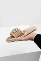 Guess Kaylis Logo Sandalen Dames Beige - Maat 40 - Kleur: Beige | Soccerfanshop