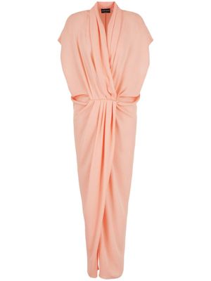 Giorgio Armani robe mi-longue en soie à design drapé - Rose