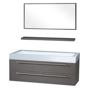 Differnz Force badkamermeubel 125cm 2 kraangaten antraciet met spiegel en planchet