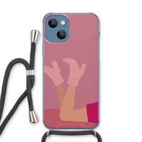 Pink boots: iPhone 13 Transparant Hoesje met koord