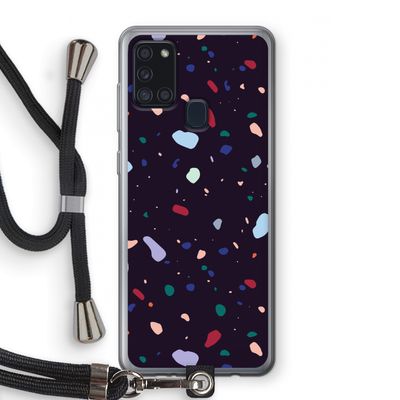 Dark Rounded Terrazzo: Samsung Galaxy A21s Transparant Hoesje met koord