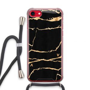 Gouden marmer: iPhone SE 2020 Transparant Hoesje met koord