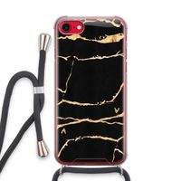 Gouden marmer: iPhone SE 2020 Transparant Hoesje met koord