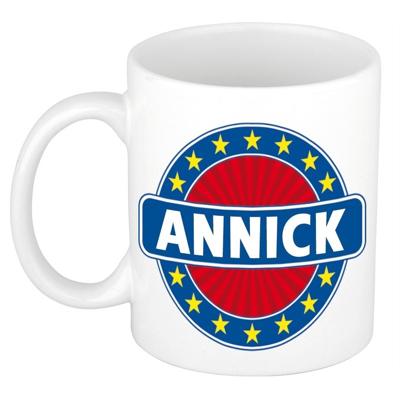 Annick voornaam koffiemok - beker - wit/blauw - 300 ml - Cadeau - Heren - Collega - Vaderdag Annick voornaam koffiemok - beker - wit/blauw - 300 ml - Cadeau - Heren - Collega - Vaderdag