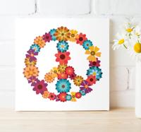 Hippie-symbool Canvas schilderij bloemen