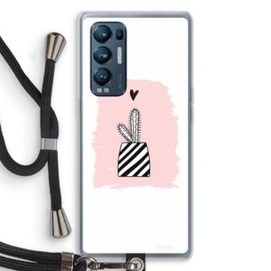 Zwart-wit cactus: Oppo Find X3 Neo Transparant Hoesje met koord
