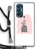 Zwart-wit cactus: Oppo Find X3 Neo Transparant Hoesje met koord