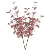 Kunstbloem Eucalyptus tak Silk - 2x - 72 cm - oudroze - losse steel - Kunst zijdebloemen - thumbnail