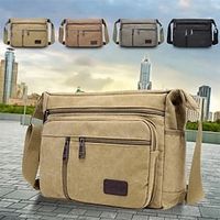 Voor heren Crossbody zak Schoudertas Canvas draagtas Kangas Kantoor Dagelijks Rits Verstelbaar Grote capaciteit Ademend Effen Kleur Zwart blauw khaki Lightinthebox - thumbnail