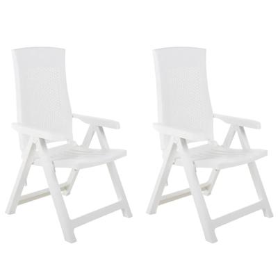 Tuinstoelen 2 st verstelbaar kunststof wit