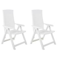 Tuinstoelen 2 st verstelbaar kunststof wit