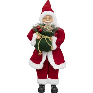 Kerstman pop/kerstpop beeld/figuur - H50 cm - rood - staand