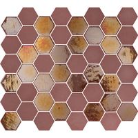 The Mosaic Factory Valencia hexagon glasmozaïek tegels 28x33 burgundy